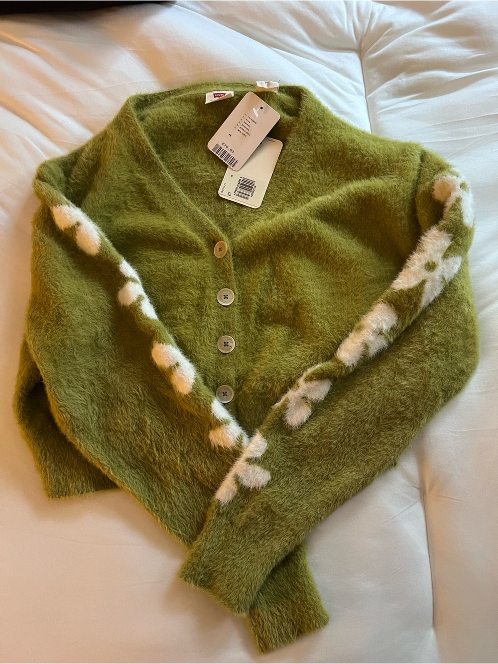 Levi's Audrey Cozy Cardigan - Olive Green Fuzzy Button-Up Cardigan
